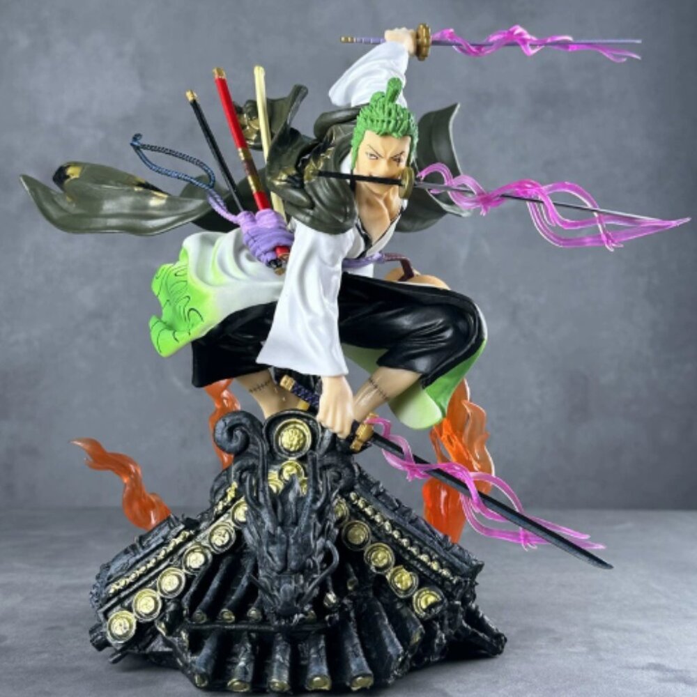 29cm One Piece Roronoa Zoro Figure Three Sword Style Anime PVC Model with Box